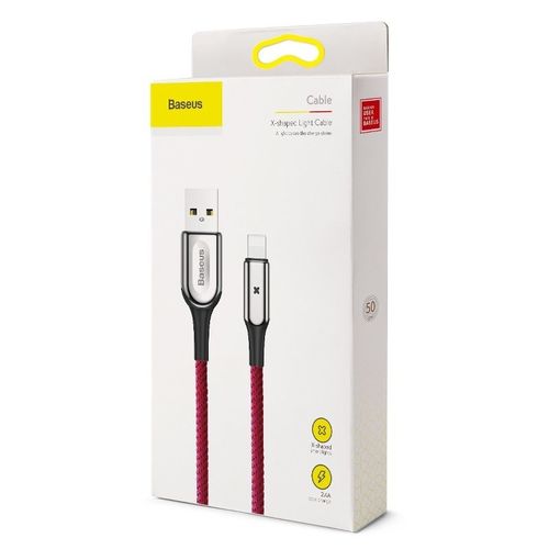 Kabel Lightning Z Diodą Led Baseus X-Type 1M 2.4A (Czerwony) na Arena.pl