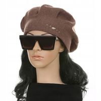 BERET KLASYCZNY DAMSKI ELEGANCKI ZIMOWY PRODUKT POLSKI MAJKA BRĄZOWY