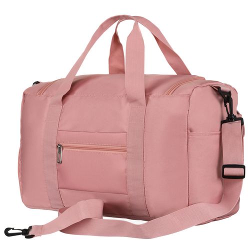 różowa torba weekendowa wykonana z poliestru z kieszonkami zewnętrznymi na Arena.pl