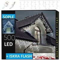 SOPLE 500 LED KURTYNA LAMPKI ZEWNĘTRZNE IP44 STAŁE + FLASH GIRLANDA BIAŁE