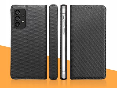 ETUI Z KLAPKĄ DO SAMSUNG GALAXY A53 5G CZARNE ZAMYKANE MAGNETYCZNE + SZKŁO na Arena.pl