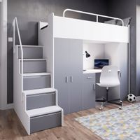 Łóżko piętrowe JSM5 80x190 ze schodami biurkiem