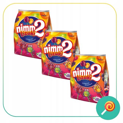Pakiet 3szt NIMM2 Lizaki z sokiem owocowym 80g 8sz na Arena.pl