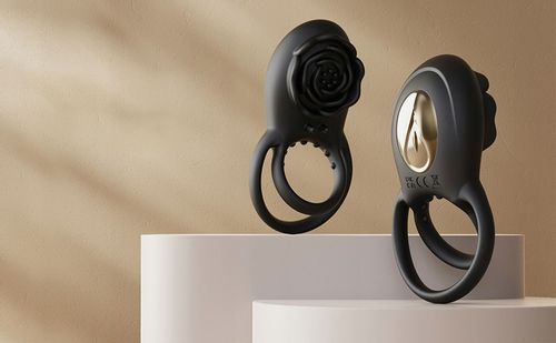 Męski wibrujący pierścień na penisa z różanym stymulatorem łechtaczki 8 na Arena.pl