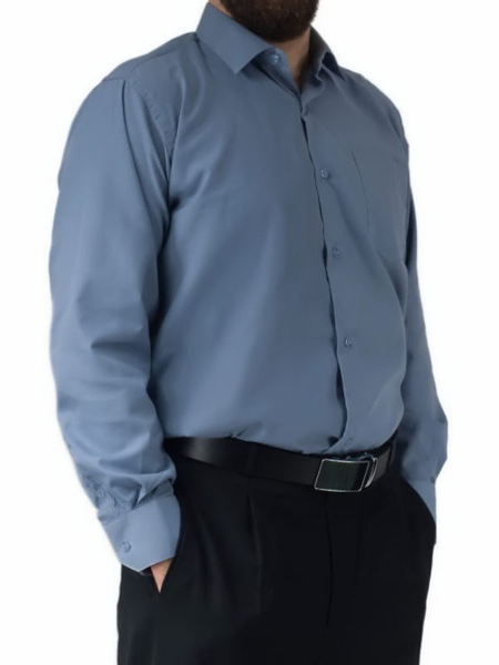 Duża koszula męska elegancka szara gładka Laviino 47/48 - 3XL/4XL zdjęcie 2