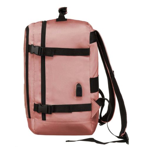 pojemny, podróżny plecak kabinowy z portem usb w różowym kolorze na Arena.pl