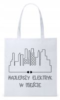 Dla Elektryka Na Prezent Torba Eco Biała Shopper Z Nadrukiem Ze Zdjęciem