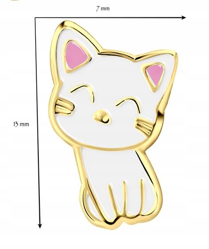 KOLCZYKI SREBRNE DLA DZIEWCZYNKI DZIECI WKRĘTKI SREBRO 925 KOTEK ZŁOTE na Arena.pl