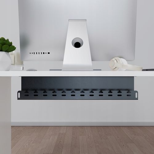 Organizer Uchwyt Maskownica do Kabli pod Biurko 59 cm Metal Czarny Stalflex na Arena.pl