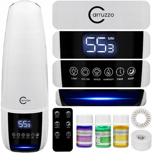 Nawilżacz powietrza DUŻY AUTOMATYCZNY AROMATERAPIA 4w1 3 OLEJKI FILTR PILOT na Arena.pl
