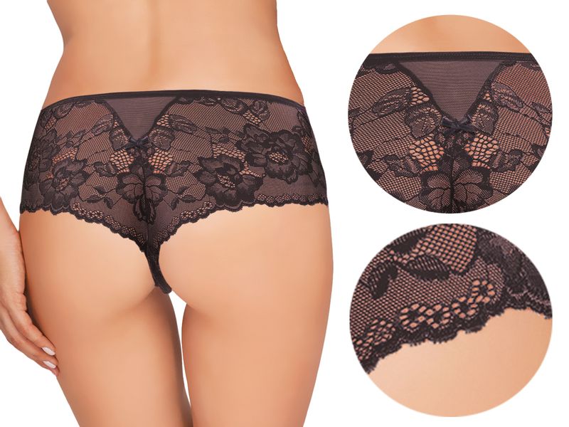Ewana 092 Koronkowe Szorto Stringi Czarny L zdjęcie 5