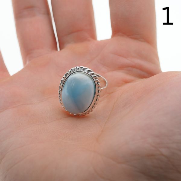Pierścionek regulowany - owalny Larimar w srebrze 2 zdjęcie 4