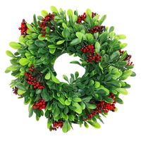 WIANEK NA DRZWI JESIENNY BUKSZPANOWY STROIK WIENIEC NA GRÓB CMENTARZ 25cm