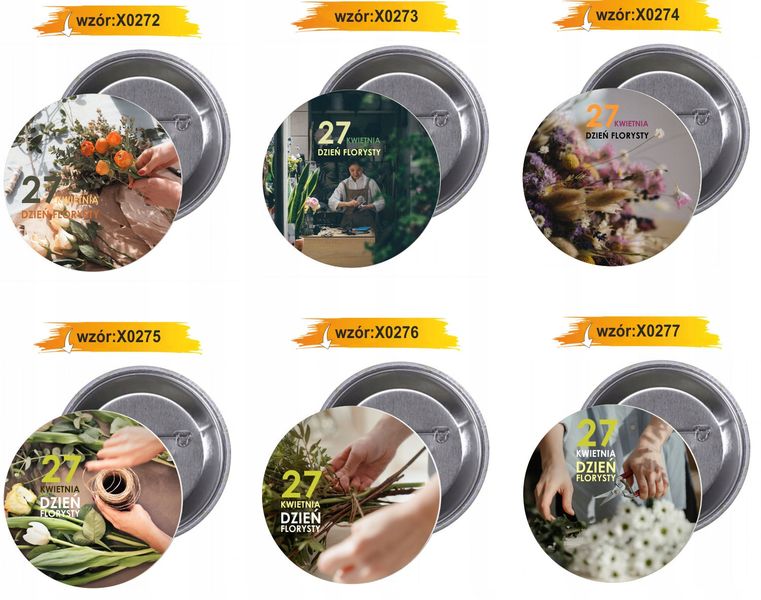 Przypinki buttony DZIEŃ FLORYSTY z grafiką zdjęcie 3