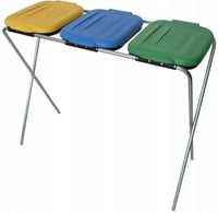 stojak do segregacji odpadów (3-stanowiskowy) żółty, zielony, niebieski