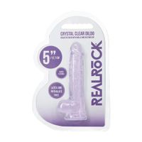 dildo realistyczne z jądrami realrock crystal clear fioletowe 13 cm