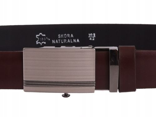 SKÓRZANY Pasek Męski AUTOMAT 3,2cm Garnitur c.BRĄZ na Arena.pl