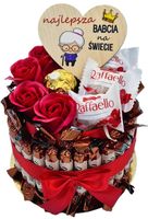 Tort ze Słodyczy Kosz Prezentowy Zestaw Prezent na Urodziny WALENTYNKI 30