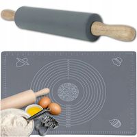 STOLNICA SILIKONOWA DUŻA MATA Z PODZIAŁKĄ + WAŁEK SILIKONOWY DO CIASTA