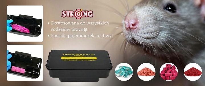 4X DUŻY KARMNIK NA TRUTKĘ STACJA DERTYZACYJNA NA MYSZY SZCZURY Z NADRUKIEM zdjęcie 12