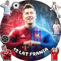 OPŁATEK NA TORT 20CM - PIŁKA NOŻNA LEWANDOWSKI + IMIĘ + ! 15CM 18CM