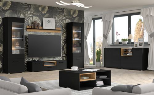 Witryna ANETTE O 60 cm dąb artisan / czarny mat na Arena.pl
