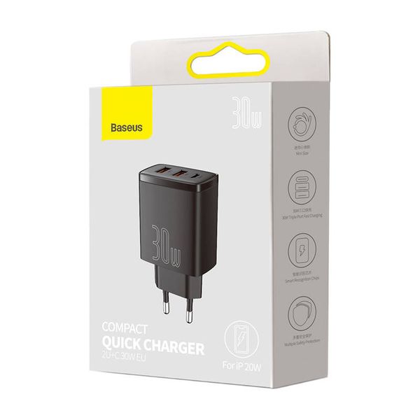 ładowarka sieciowa baseus compact quick charger, 2xusb, usb-c, pd zdjęcie 6