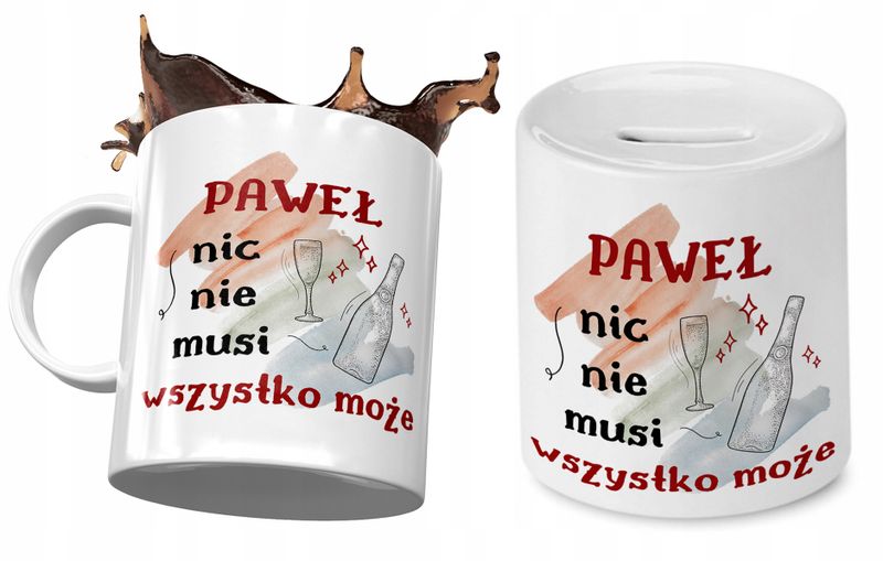Dla Pawła Zestaw Kubek + Skarbonka Na Prezent Z Nadrukiem Ze Zdjęciem zdjęcie 1