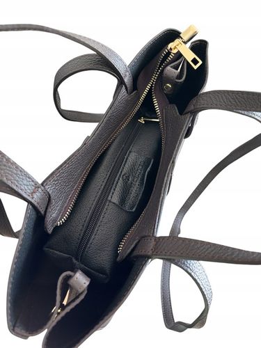 Torebka damska VERA PELLE SHOPPERKA na ramię i do ręki SKÓRA BRĄZOWA Midi na Arena.pl