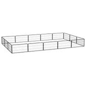 Kojec dla psa, 16 panele, czarny, 100x50 cm, stal