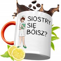 Kubek Pomarańczowy Dla Pielęgniarki Na Prezent Z Nadrukiem Ze Zdjęciem