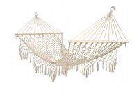 Hamak ogrodowy brazylijski boho siatka frędzle 200cm ecru 250kg