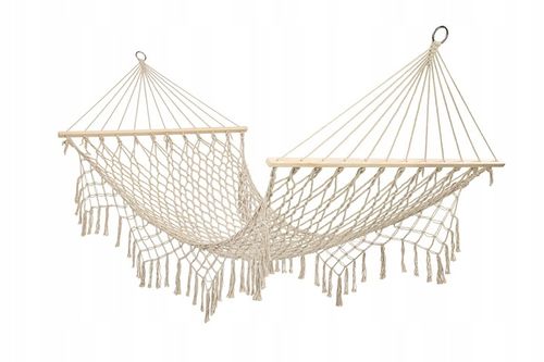 Hamak ogrodowy brazylijski boho siatka frędzle 200cm ecru 250kg na Arena.pl