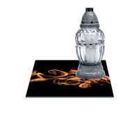 SZKLANA PODSTAWKA POD ZNICZE Z DEDYKACJĄ 35x35cm Miedź dym 68g