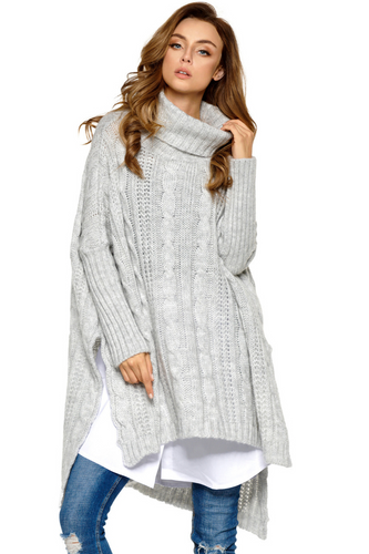 Moherowy sweter golf oversize jak ponczo na Arena.pl