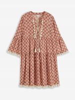 BODYFLIRT sukienka tunikowa we wzory z frędzlami boho 36