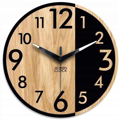 Zegar ścienny drewniany Dębowy ALFRED - 33 cm cichy, zegar do salonu na Arena.pl