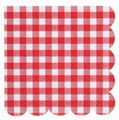Serwetki papierowe w czerwono białą kratkę, 20 szt.