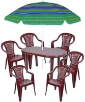 ZESTAW BORDOWY MEBLE OGRODOWE MEBLI OGRODOWYCH 6+1 KRZESŁA STÓŁ PARASOL