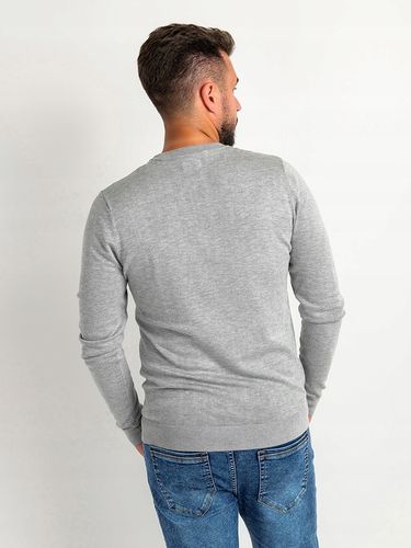 Sweter Męski z Wiskozą Pullover Dopasowany Gładki Okrągły Dekolt na Arena.pl