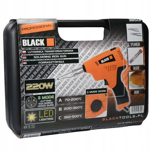 LUTOWNICA TRANSFORMATOROWA 220W 500°C 3TRYBY TEMP. WALIZKA CYNA GROTY LED na Arena.pl