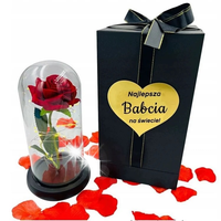 Wieczna Róża w Szkle z Grawerem Prezent dla Babci Oświetlenie 22 x 12 cm