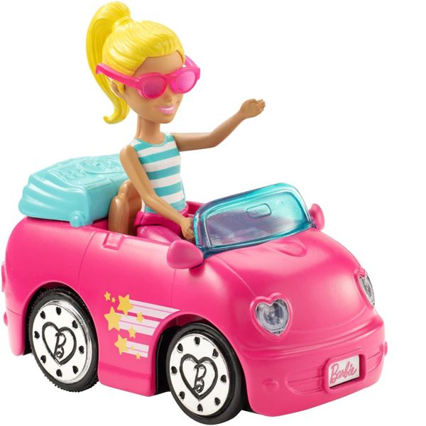 Barbie On the Go jeżdżące różowe auto + lalka na Arena.pl