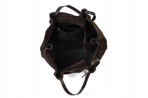 Czekoladowa torebka zamszowa shopper brąz SKÓRA ZAMSZ NATURALNY Vera Pelle na Arena.pl