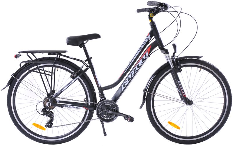 Rower trekkingowy 28 Fuzlu Escape 1.0 Lady (18") czarny/czerwony/biały mat zdjęcie 1