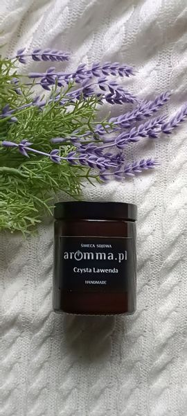 AROMMA ŚWIECA SOJOWA INTENSYWNA .:CZYSTA LAWENDA:. 180 ML CZAS PALENIA zdjęcie 2