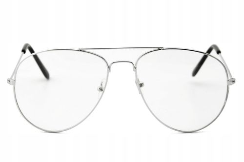 Męskie Okulary Zerówki PILOTKI AVIATOR Srebrne na Arena.pl