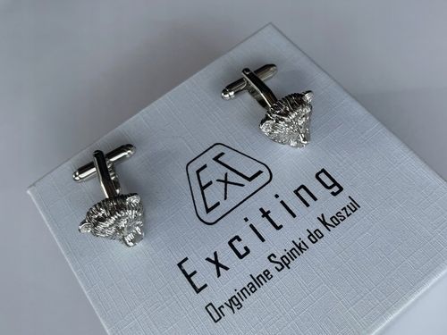 Spinki do mankietów EXC Miś Niedźwiadek Gryzli Głowa Misia w białym Etui na Arena.pl