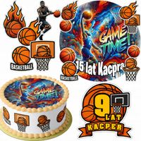ZESTAW OPŁATEK NA TORT 20CM + 16 POSTACI - KOSZYKÓWKA + IMIĘ 15CM 18CM