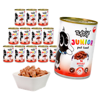 TUF TUF JUNIOR Pełnoporcjowa karma dla szczeniąt z wołowiną w sosie 12x415g